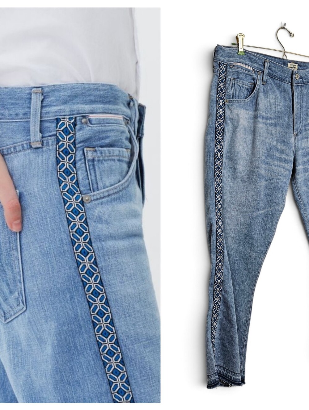 Citizens of Humanity Jeans 31 Emerson Slim Crop Boyfriend Embroidered Light Wash
